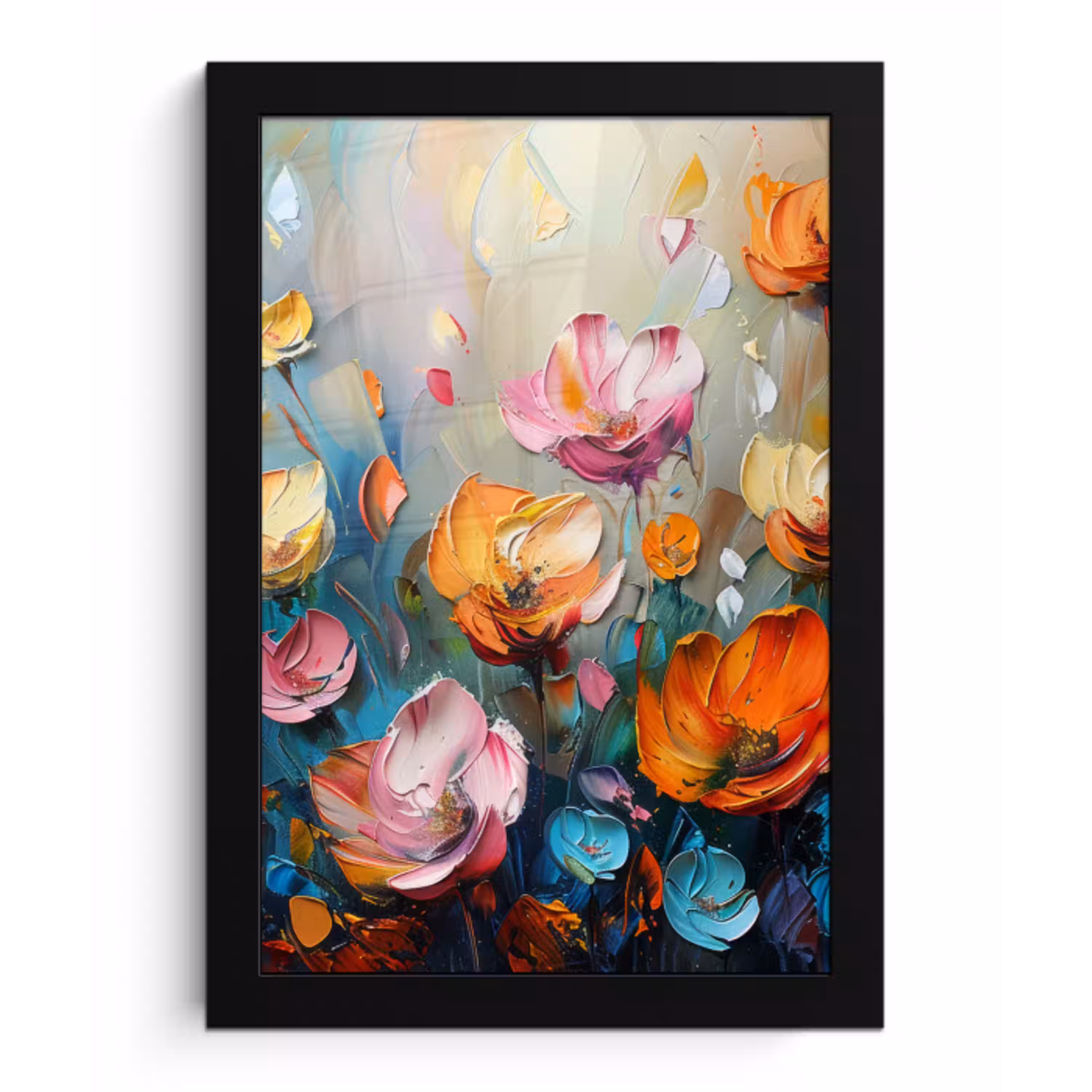 Klaprozen - Bloemen - Kunst - Botanisch fotolijst zwart zonder passe partout klein -3d