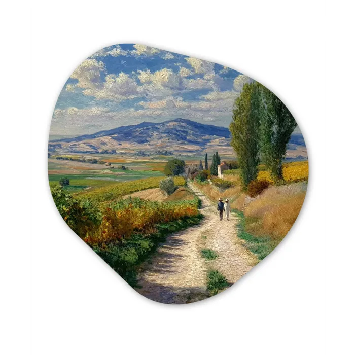 Mensen - Wandelen - Zandpad - Velden Wandcirkel Organisch Forex 3mm klein -3d