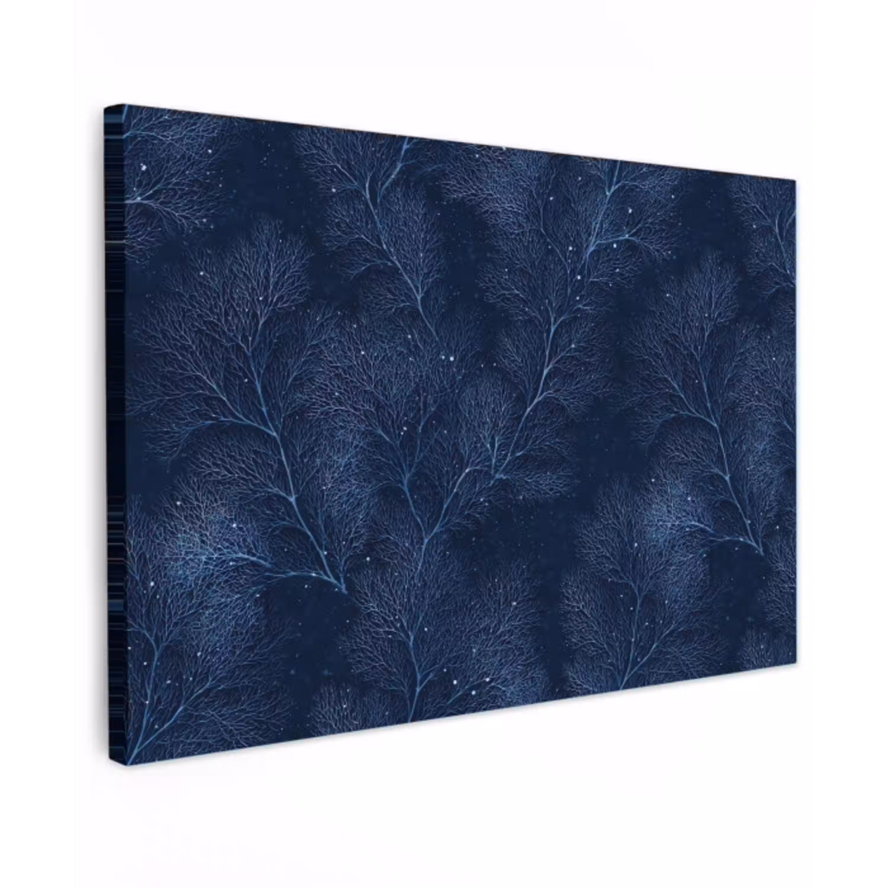 Koraal - Takken - Patroon - Nachtblauw Tuinposter op houten frame 2 cm dik klein 845 -3d