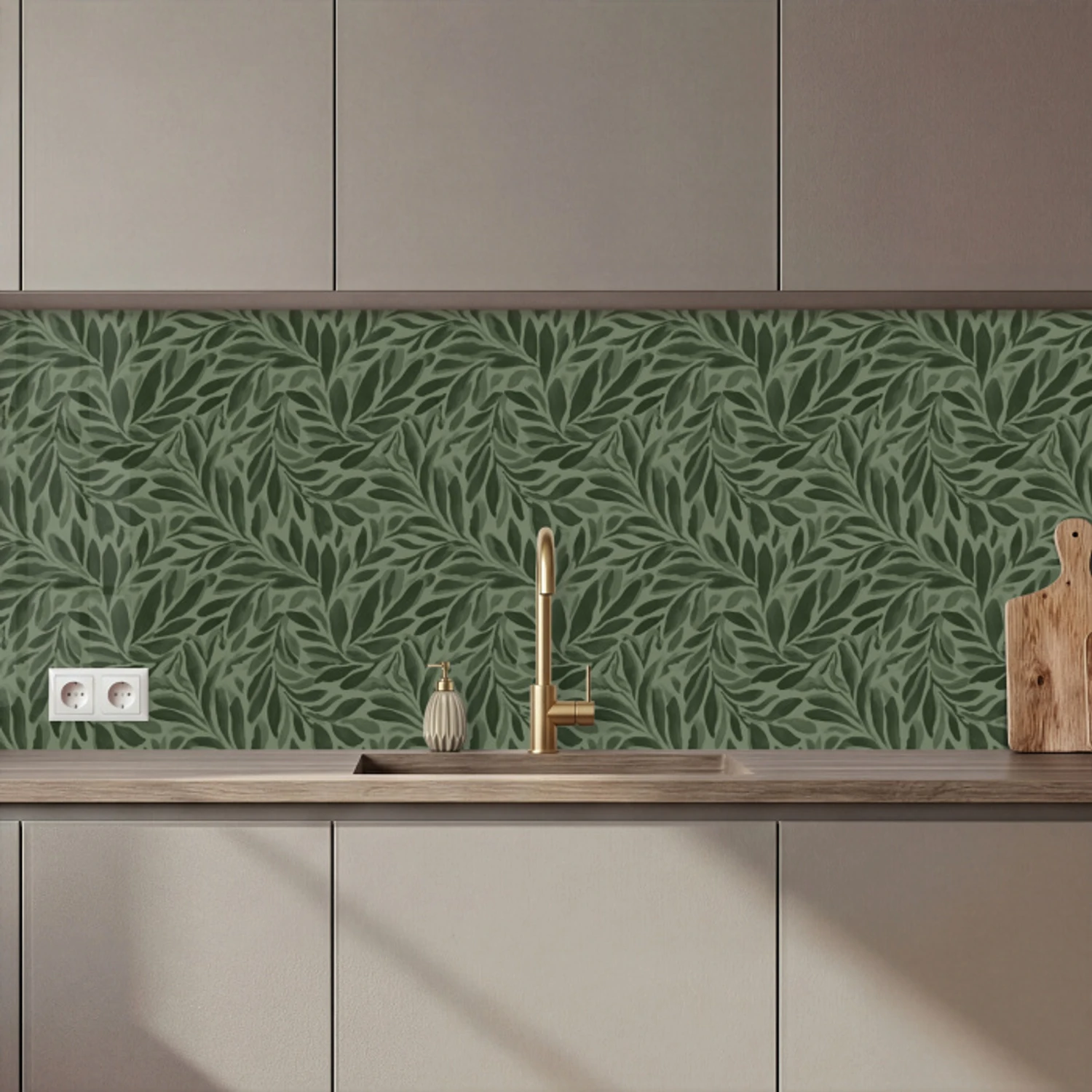 Bladeren - Organisch - Groen keuken achterwand 2 middel 871 zz_3dshopping