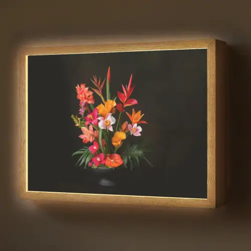 Boeket - Bloemen - Exotisch Light Box met batterij (Wandlamp) middel -z3d_website