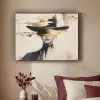Vrouw - Hoed - Verf Textielframe zwart klein -sfeer1