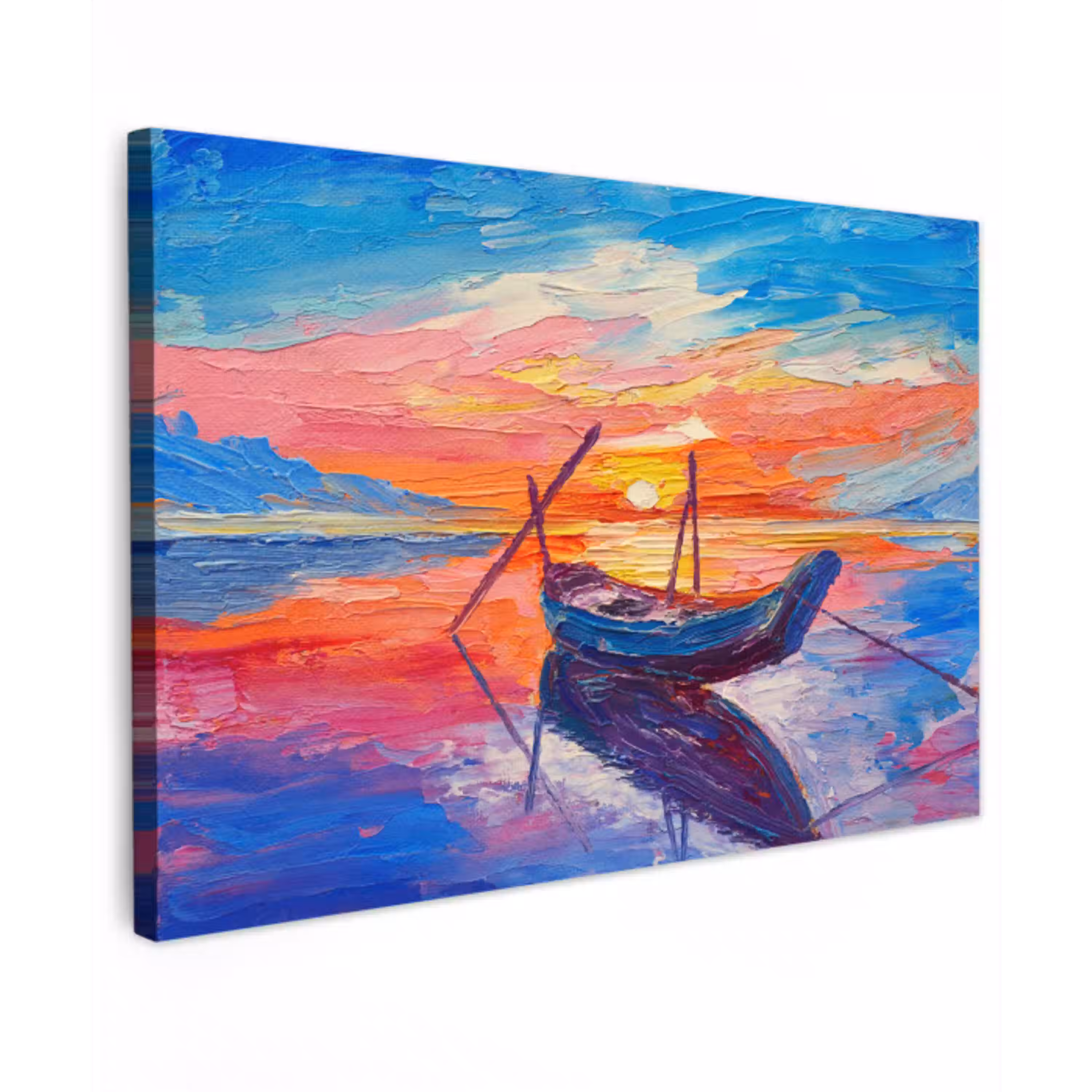 Schilderij - Boot - Olieverf - Water canvas 2cm klein -z3d