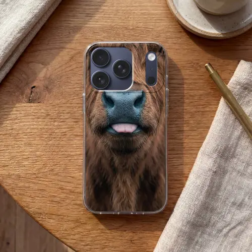 Schotse hooglander - Neus - Bruin Telefoonhoesje iPhone 17 Pro klein -sfeer1