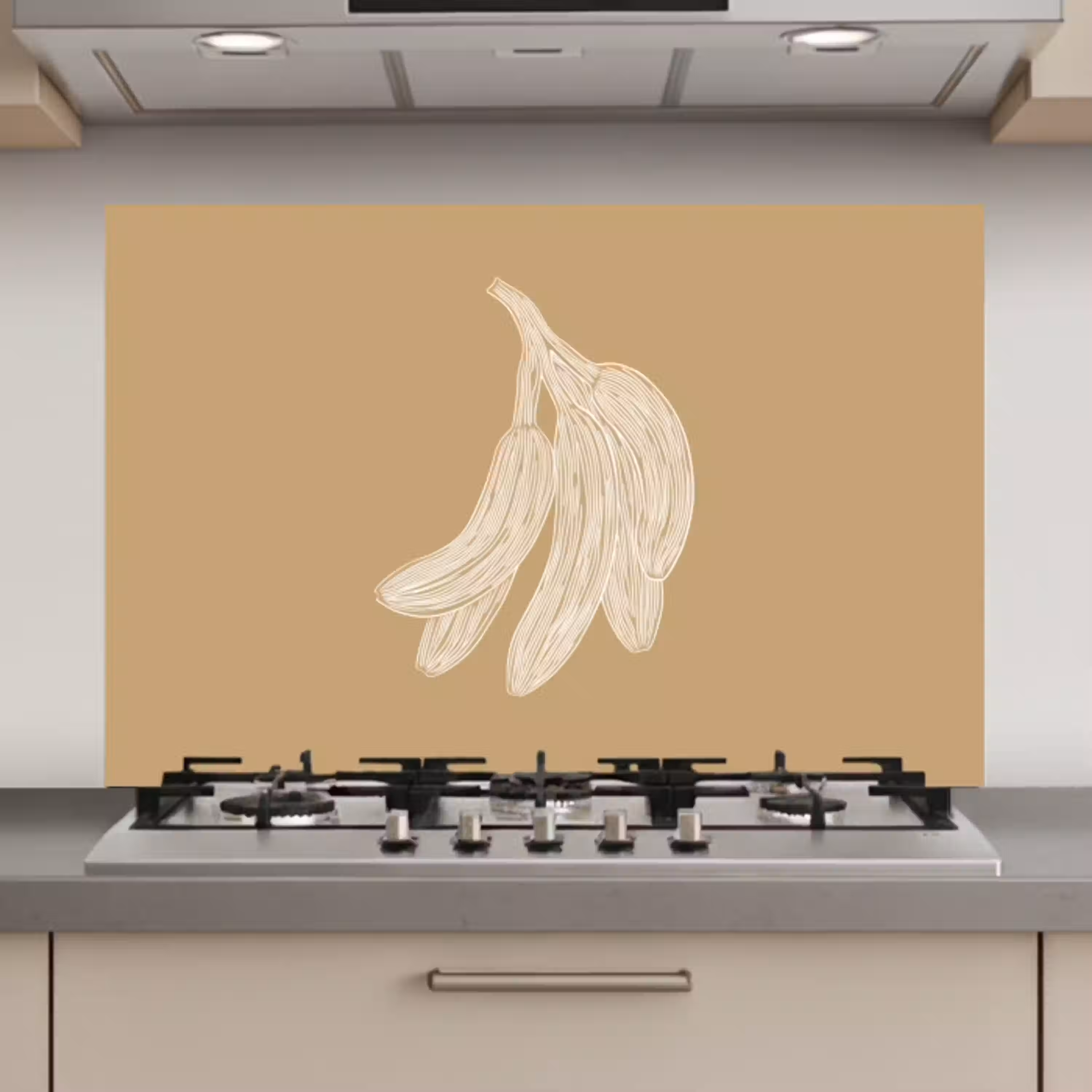 Bananen - Beige - Lijntekening - Minimalistisch keuken achterwand spatscherm klein -3d_website