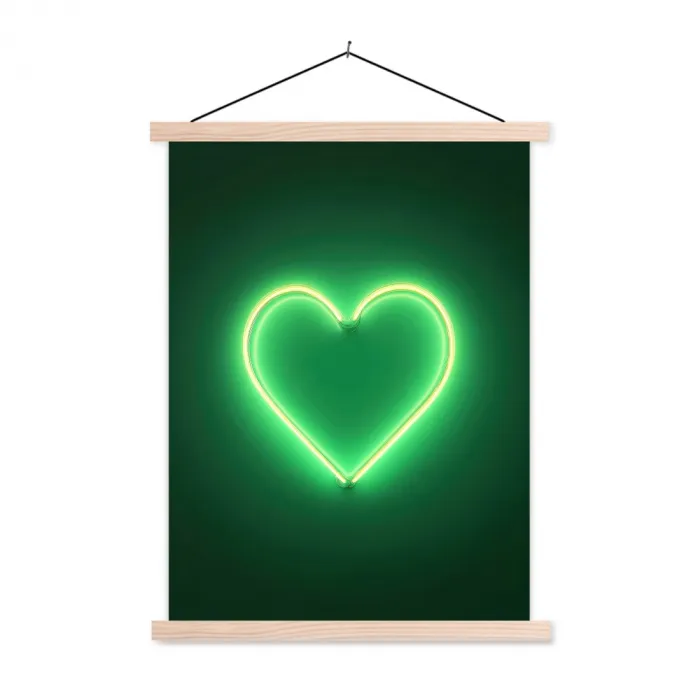 Neon - Groen - Licht textielposter latten blank klein -3d