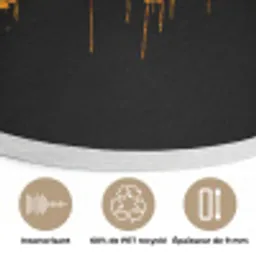 Wereldkaart - Goud - Druipen - Zwart Akoestische PET Vilt - Rond klein -closeup_FR