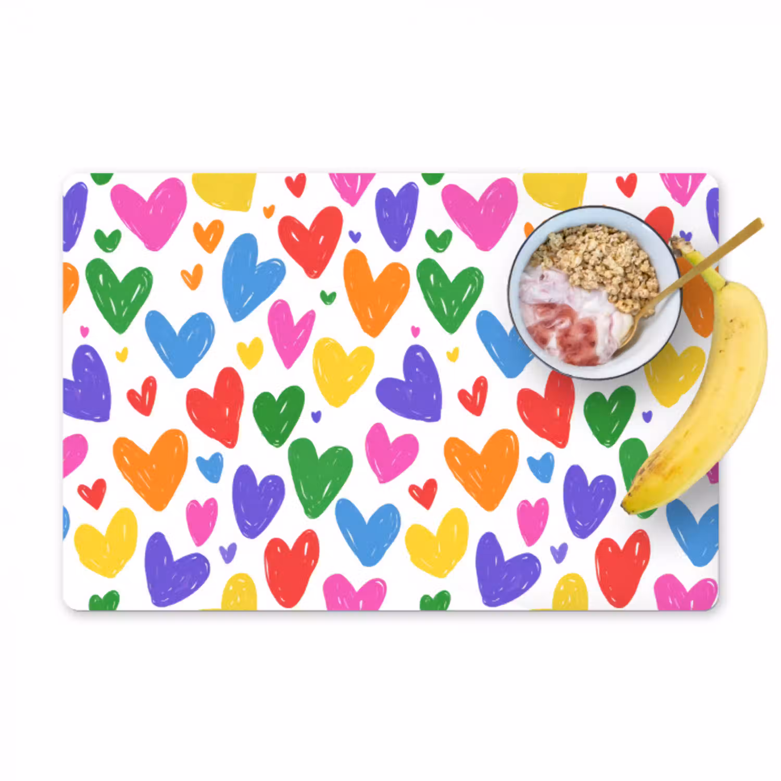 Hartjes - Patroon - Kleurrijk - Tekening Placemat vinyl groot -zzzproduct_Kitchenyeah-website