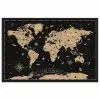Wereldkaart - Beige - Zwart poster papier klein -3d