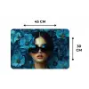 Vrouw - Bloemen - Blauw - Aesthetic - Luxe Placemat vinyl groot -specs