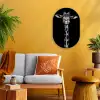 Giraffe - Portret - Dieren - Zwart - Wit Wandcirkel Ovaal Forex klein -sfeer4