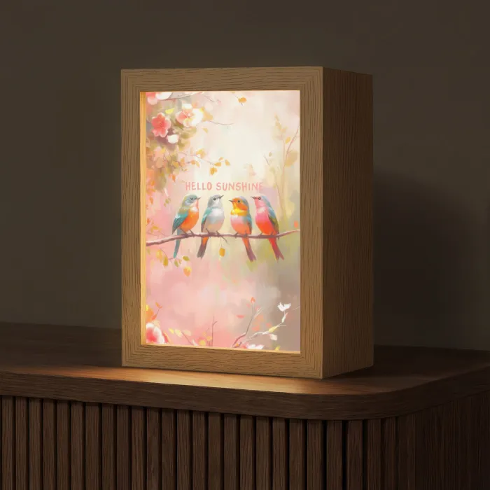 Vogels - Tak - Quote - Roze Light Box met kabel (Tafellamp) klein -z3d_website