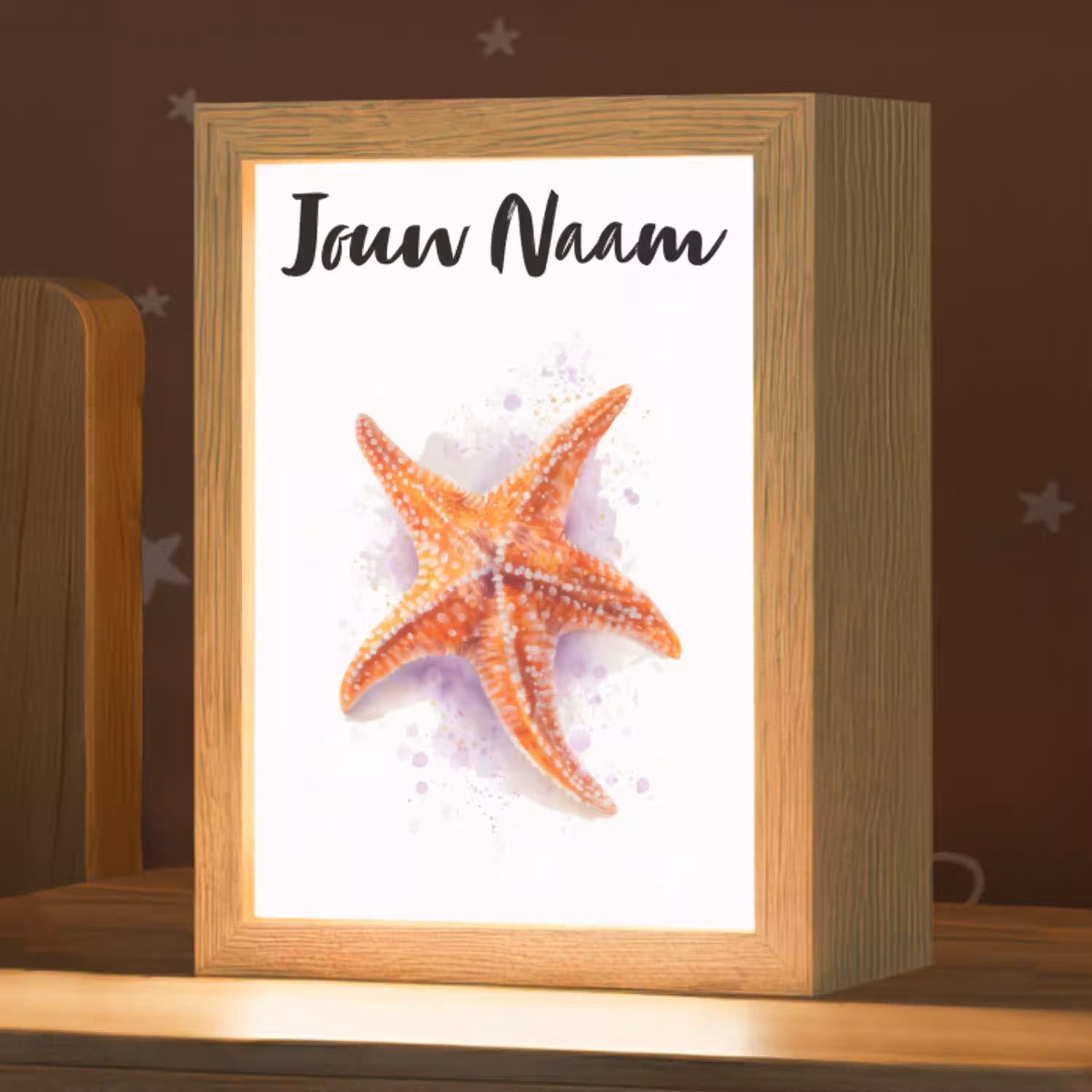 Zeester - Oranje - Paars Light Box met kabel (Kinderlampje) klein -zzz_3d_website