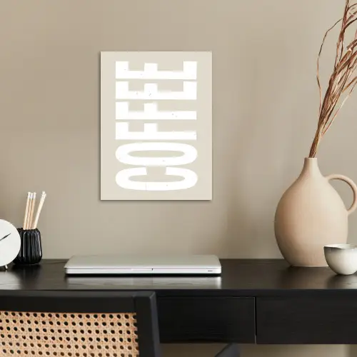Wit - Koffie - Vintage - Decoratie poster papier klein -sfeer1