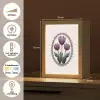 Tulpen - Paars - Lijst - Bladeren Light Box met kabel (Tafellamp) klein -USP_NL