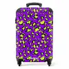 Panterprint in limoengroen op paarse achtergrond NBS - Handbagage koffer - Volwassenen Unisex middel -productfoto_recht