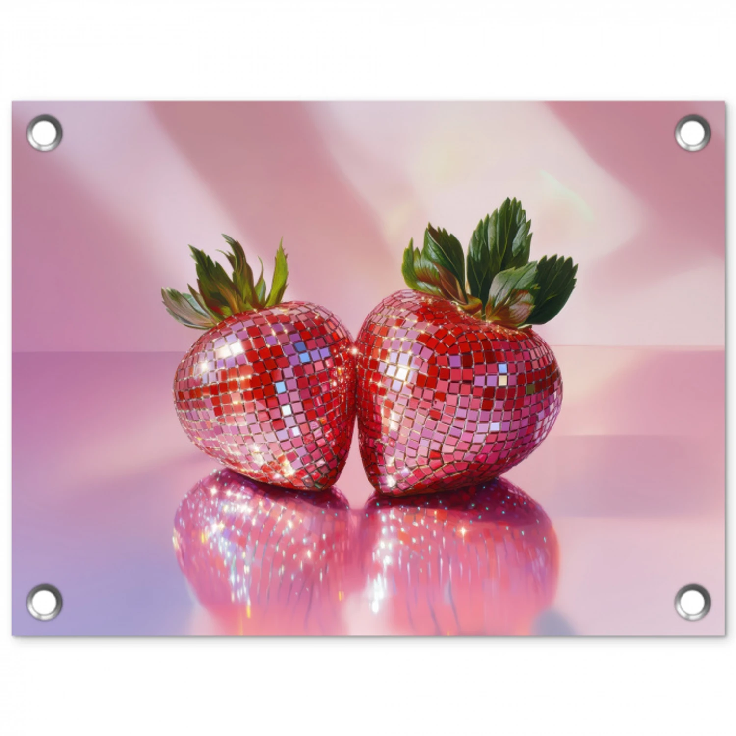 Disco - Fruit - Glitter - Strawberry tuinposter los doek klein -3d