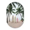 Surfboard - Palmbomen - Kleurrijk Wandcirkel Ovaal Forex klein -3d