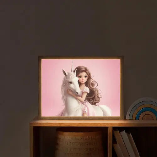 Prinses - Roze - Eenhoorn Light Box met batterij (Wandlamp kind) middel -sfeer1_kind