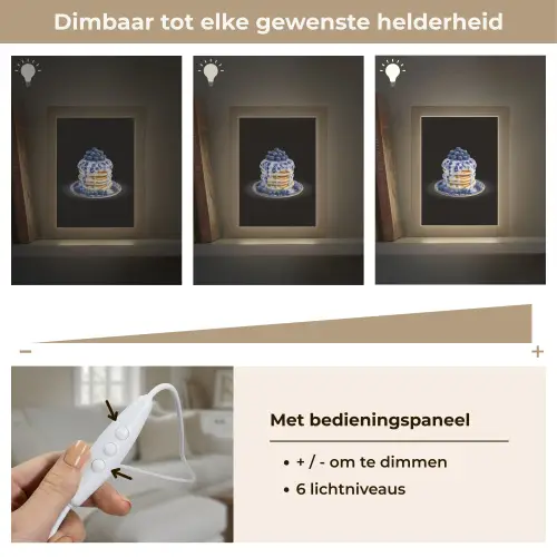 Pannenkoeken - Blauwe Bessen - Bord Light Box met kabel (Tafellamp) klein -USP_dimbaarNL