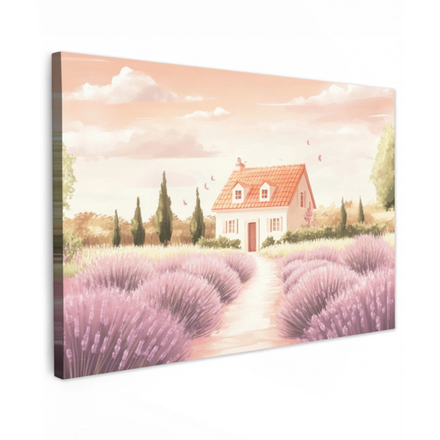Lavendelveld - Huis - Paars canvas 2cm klein -z3d