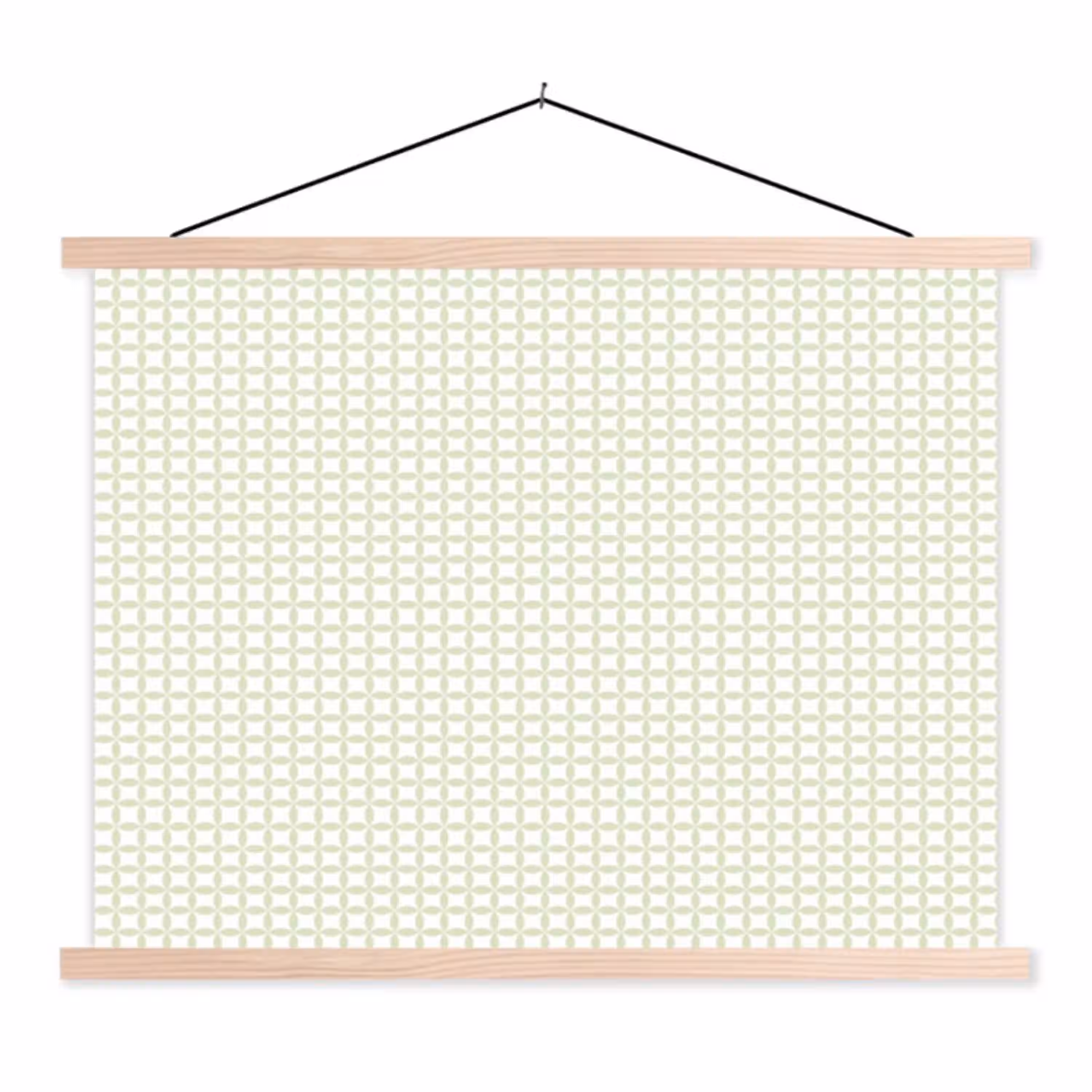 Saliegroen - Geometrisch - Cirkels - Patroon textielposter latten blank klein 122 -3d
