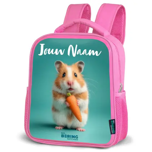 Hamster - Wortel - Dier Kinderrugzak - Roze middel -schuin