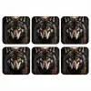 Dieren - Wolf - Portret - Zwart - Bruin onderzetter kurk middel -3d
