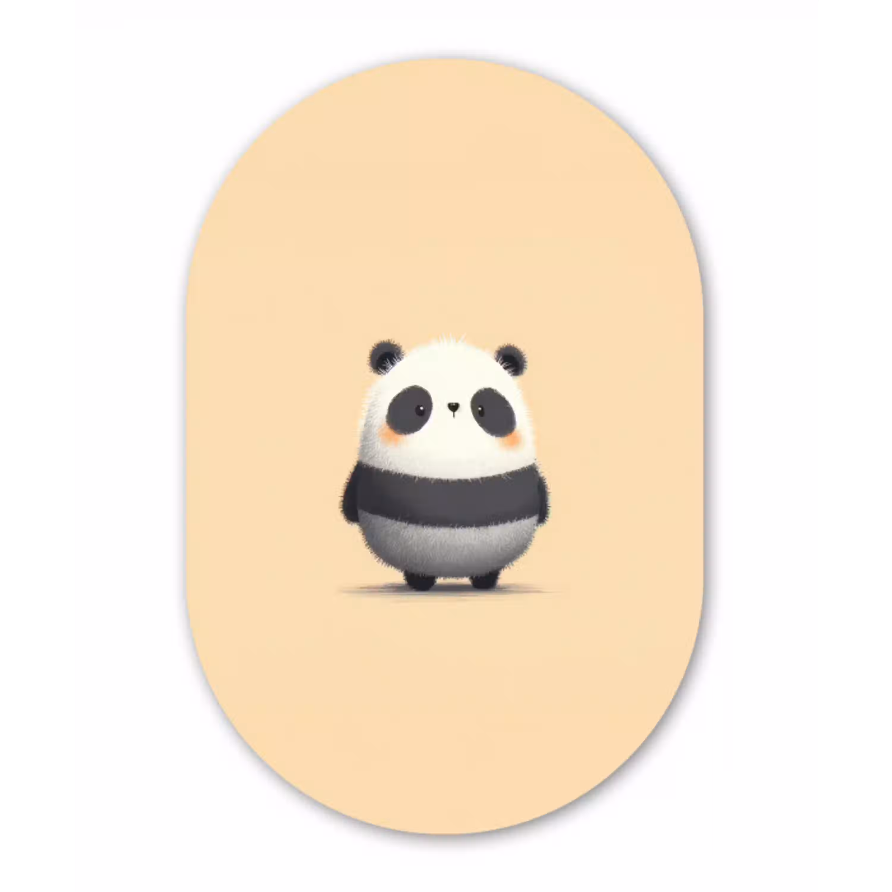 Panda - Beige - Minimalistisch Wandcirkel Ovaal Glas middel -3d