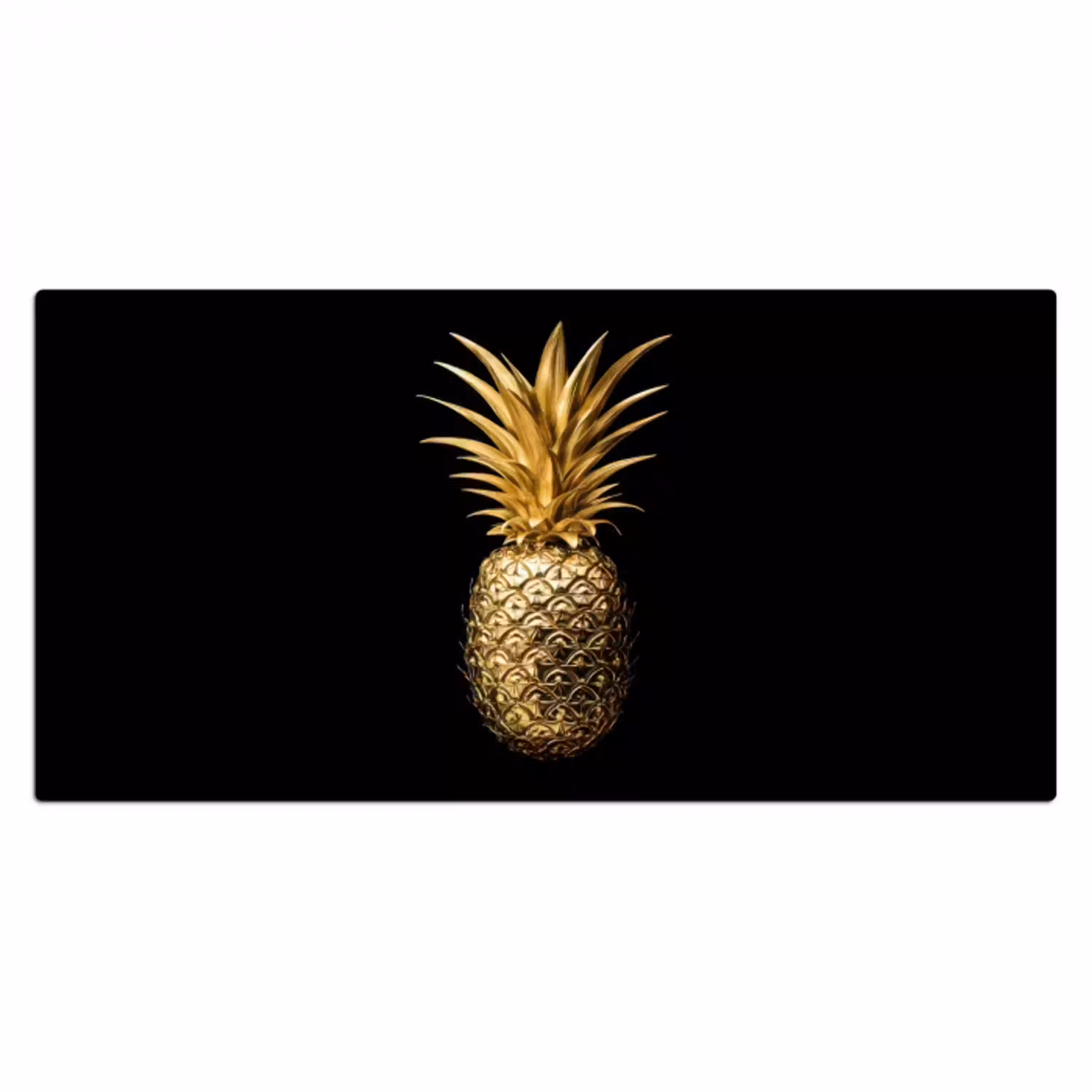 Ananas - Zwart - Goud - Luxe Muismat XXL klein -3d_leeg