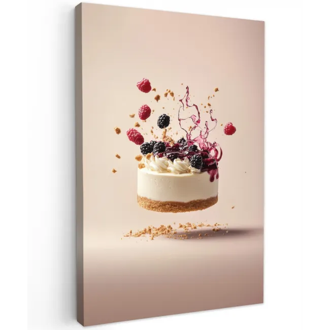 Cheesecake - Eten - Roze - Taart Tuinposter op houten frame 2 cm dik klein -3d