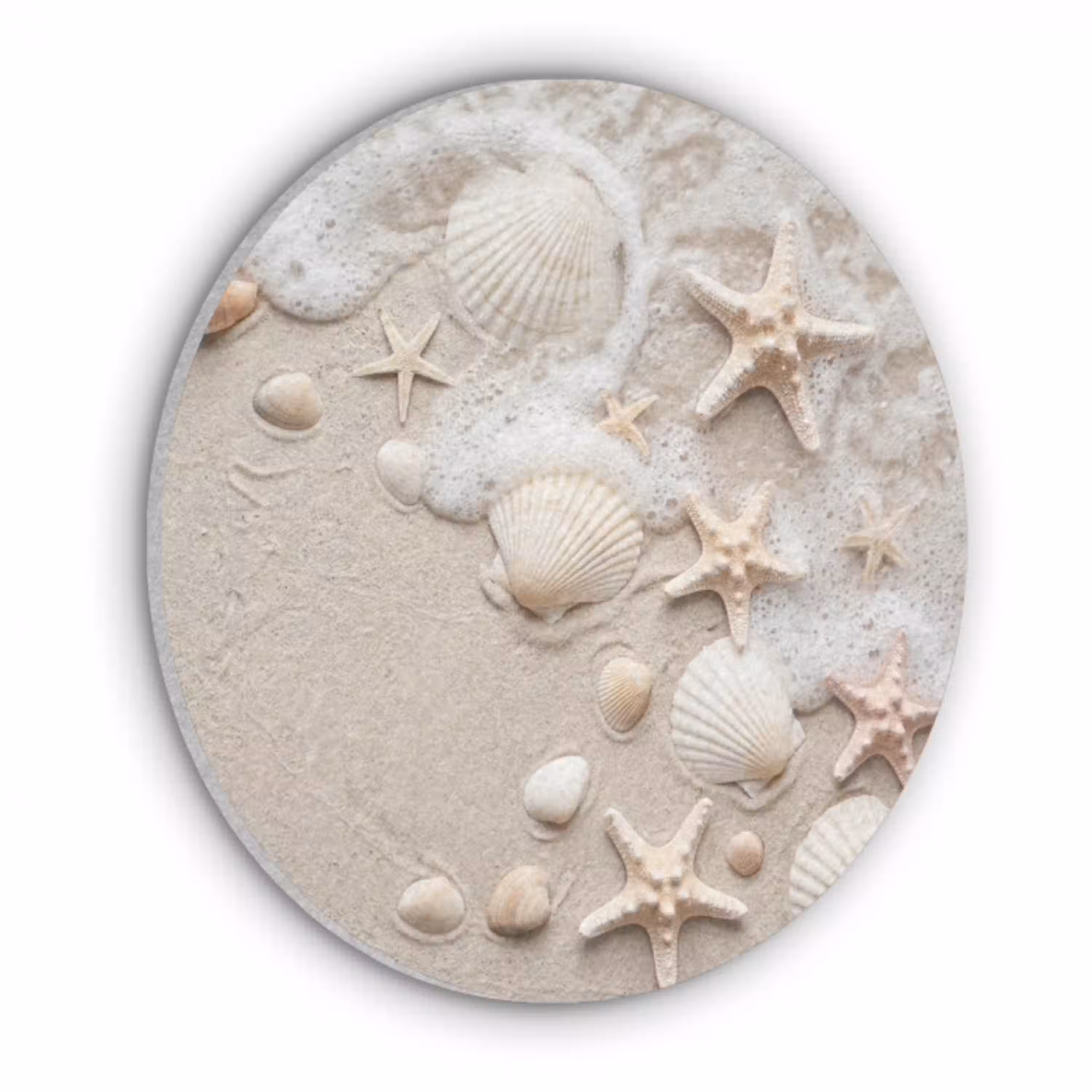 Schelpen - Zeesterren - Strand Akoestische PET Vilt - Rond klein -3d
