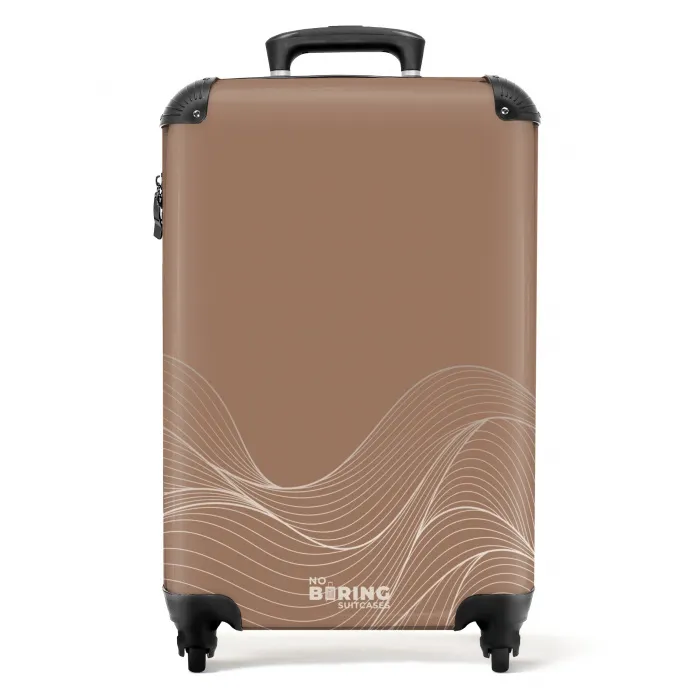 Minimal - Warm bruin met golven NBS - Handbagage koffer - Unisex middel -productfoto_recht