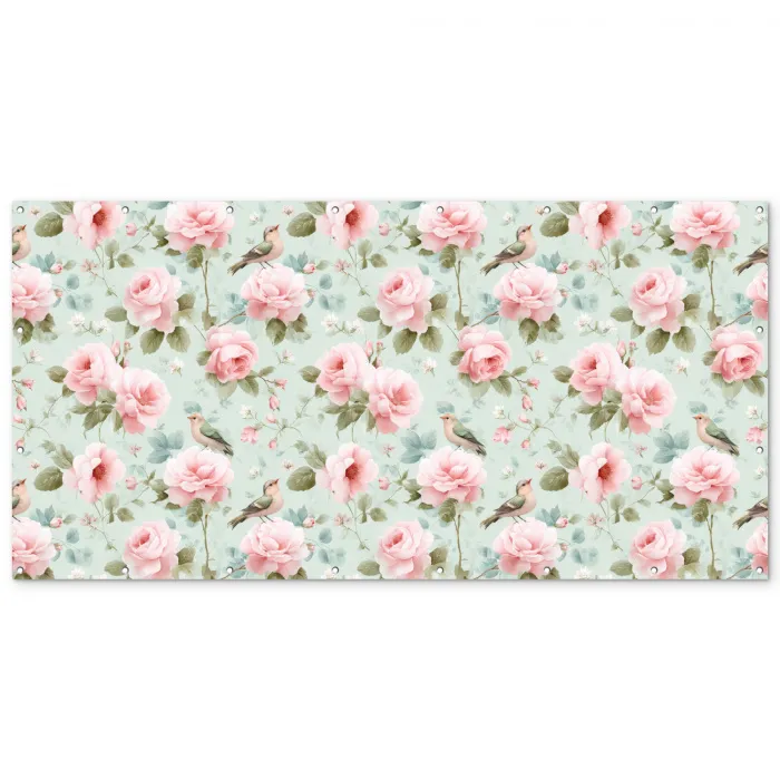 Rozen - Vogels - Pastel - Kleurrijk Balkonbeschermer Duitsland klein 596 -zz_3d