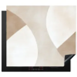 Bruin - Japandi - Abstract Inductie beschermer vinyl 3mm middel -3d