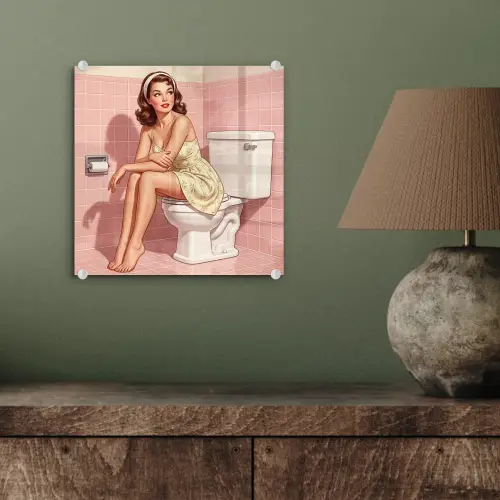 Roze - Retro - Vrouw plexiglas 5mm klein -sfeer3