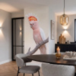 Papagaai - Tak - Roze Behang Vlies klein -sfeer3