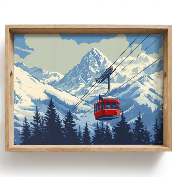 Kabelbaan - Sneeuw - Berglandschap Dienblad Rechthoek middel -z3d_shopping