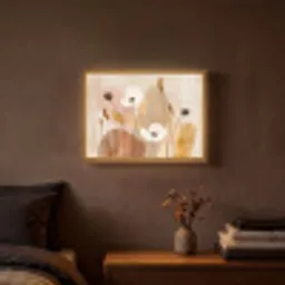 Bloemen - Abstract - Beige - Line art Light Box met batterij (Wandlamp) middel -sfeer4