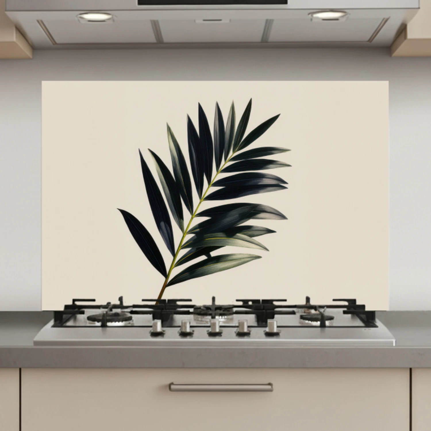 Palmblad - Subtiel - Groen - beige keuken achterwand spatscherm klein -3d_website