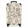Donkerbruine abstracte vormen op beige NBS - Handbagage koffer - Kinderen Unisex middel -productfoto_recht
