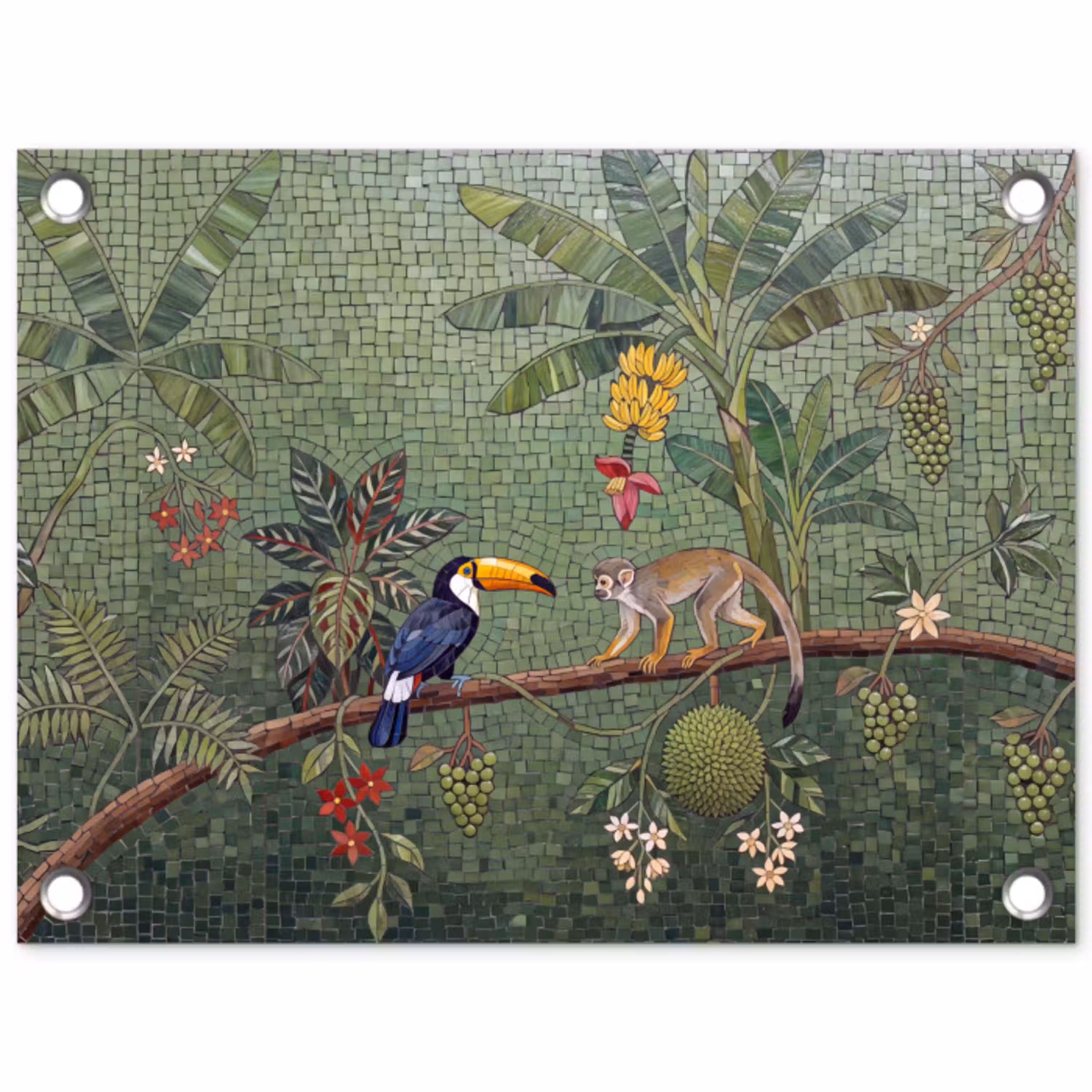 Vogel - Dier - Jungle - Mozaïek - Natuur tuinposter los doek klein -3d