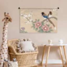 Bloemen - Vogels - Bloemen Wandkleed katoen middel -wsfeer5_kind