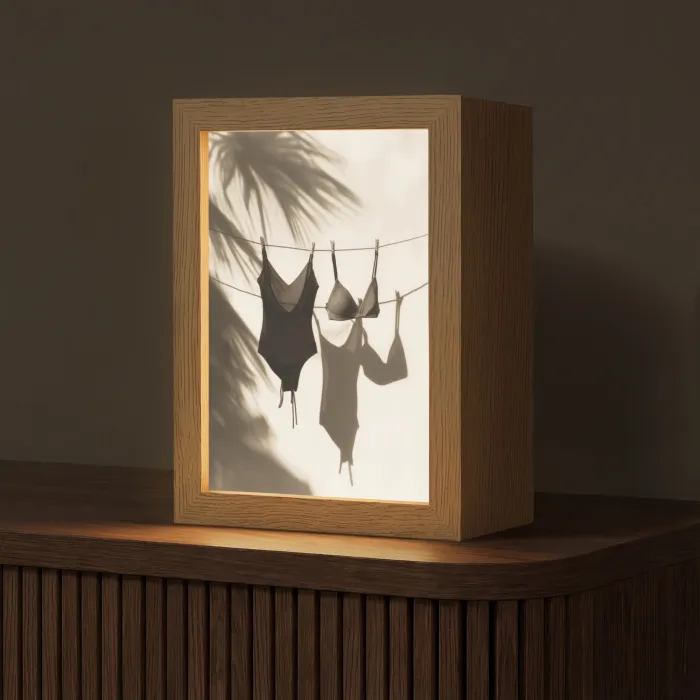 Badkleding - Palmbomen - Schaduw - Tropisch Light Box met kabel (Tafellamp) klein -z3d_website