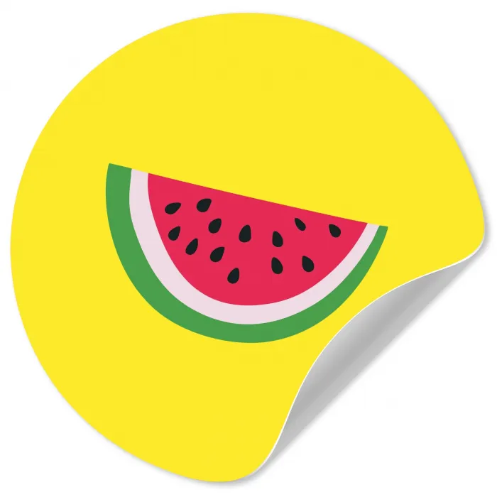 Fruit - Watermeloen - Geel Wandcirkel behangsticker klein -3d