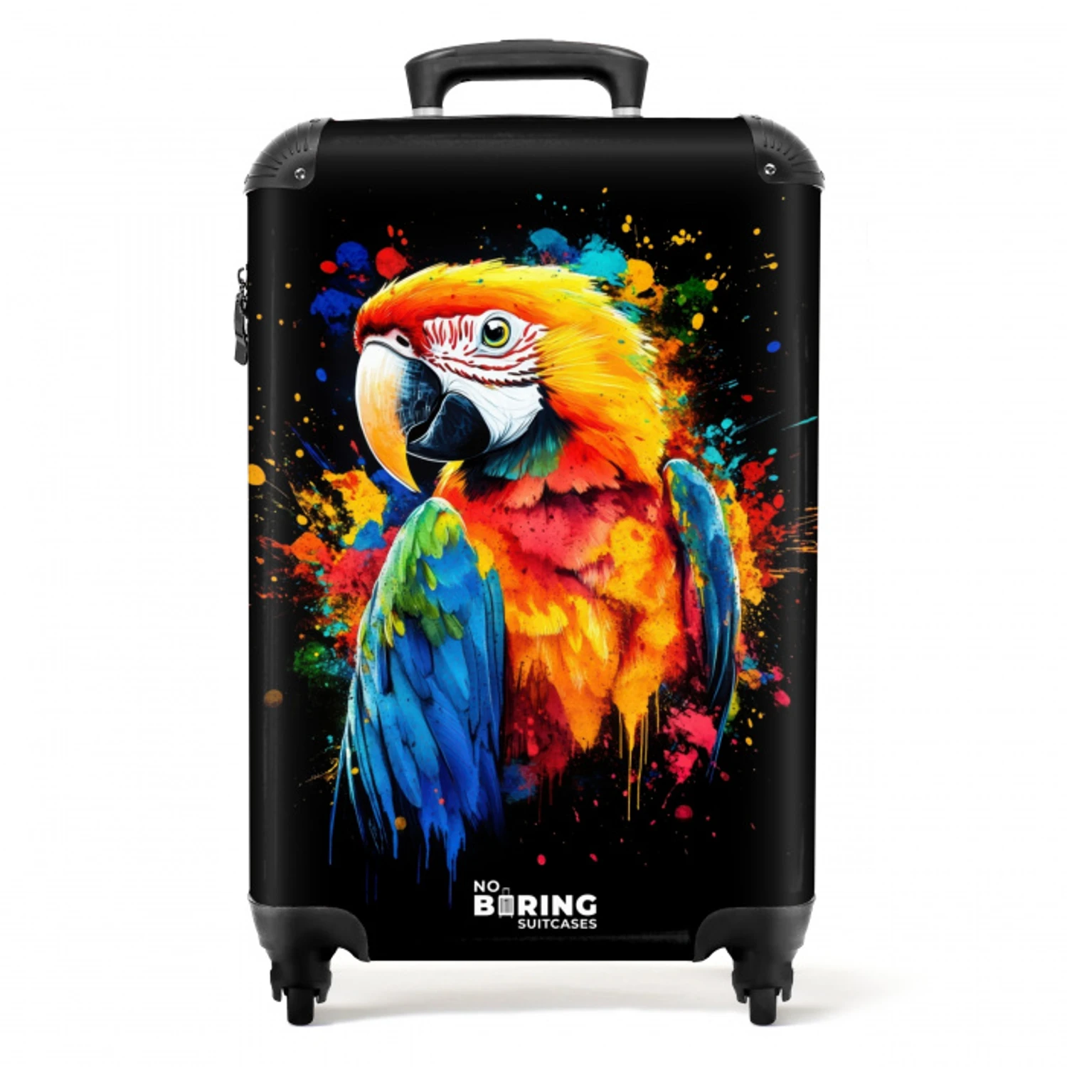 Kleurrijke papegaai met graffiti NBS - Handbagage koffer - Unisex middel -productfoto_recht
