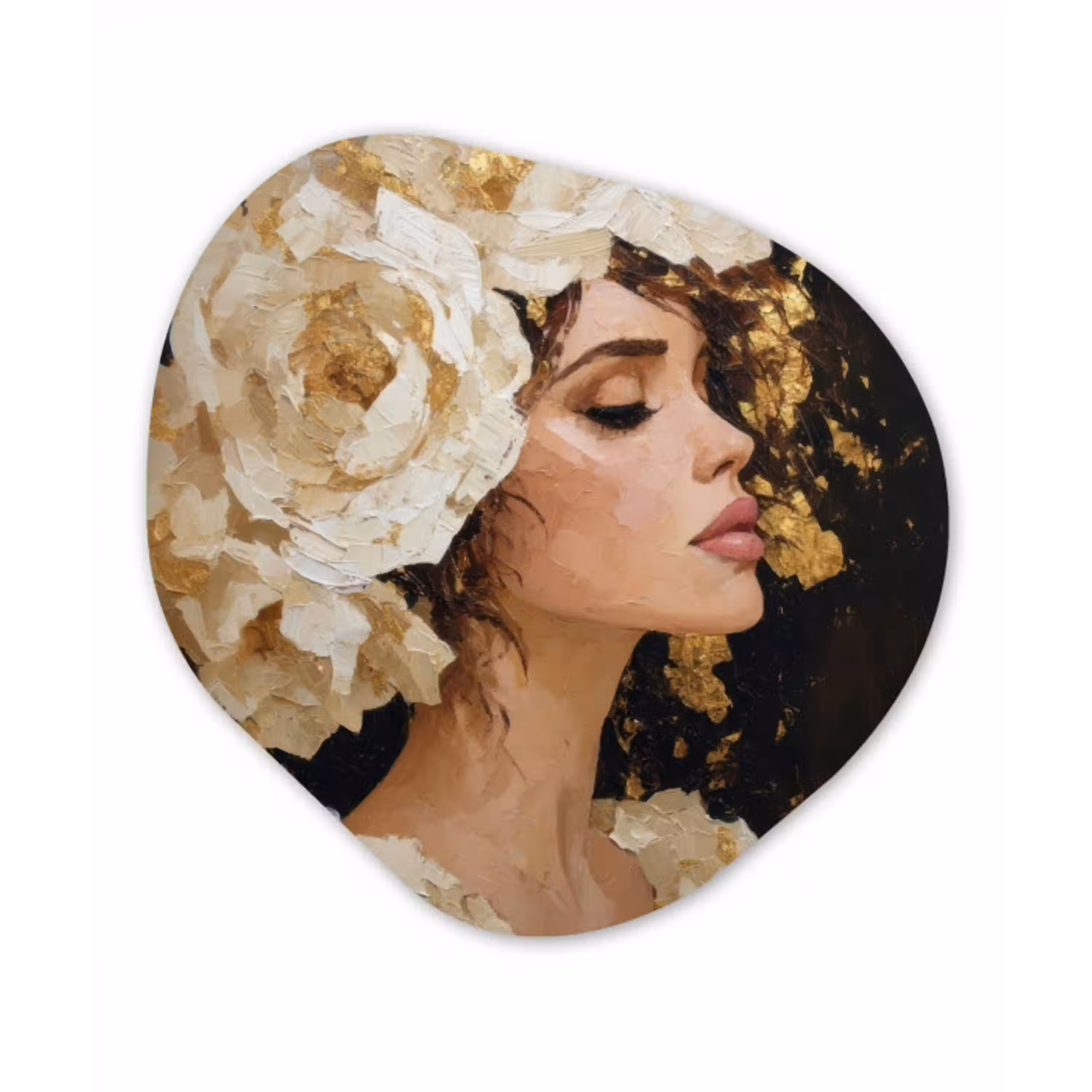 Abstract - Vrouw - Bloemen - Wit Wandcirkel Organisch Forex 3mm klein -3d