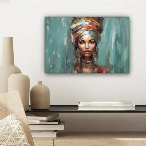 Vrouw - Kunst - Sieraden - Portret canvas 2cm klein -sfeer6