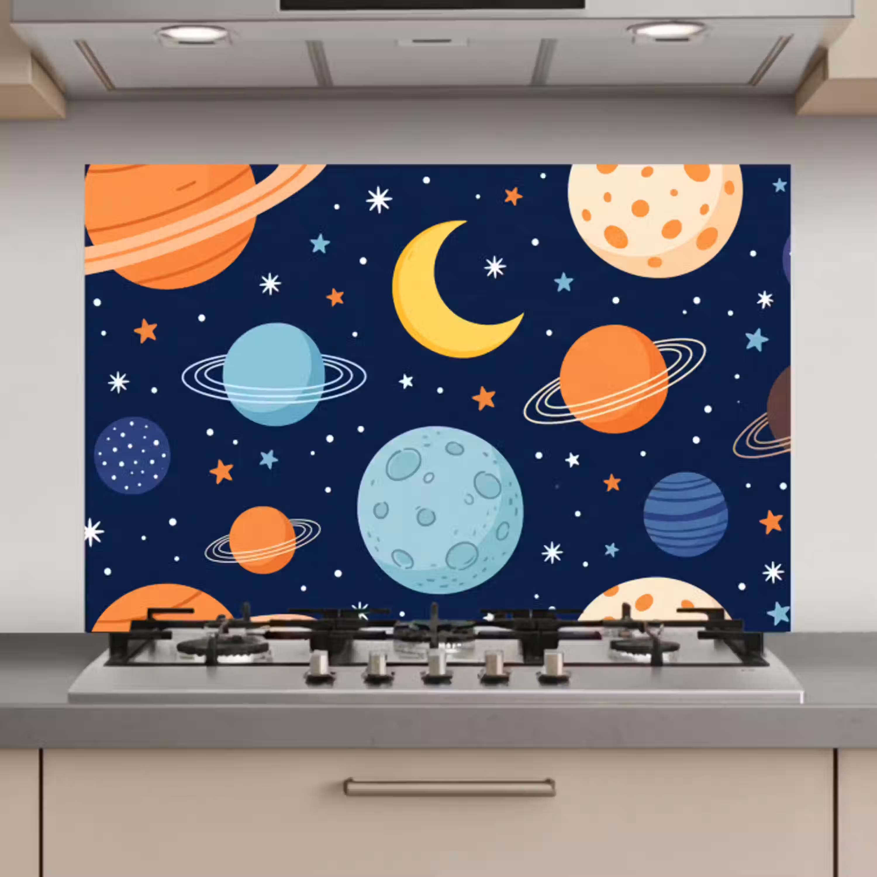Ruimte - Planeten - Kleurrijk keuken achterwand spatscherm klein -3d_website