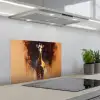 Giraf - Bruin - Abstract - Geschilderd keuken achterwand spatscherm klein -3d_schuin